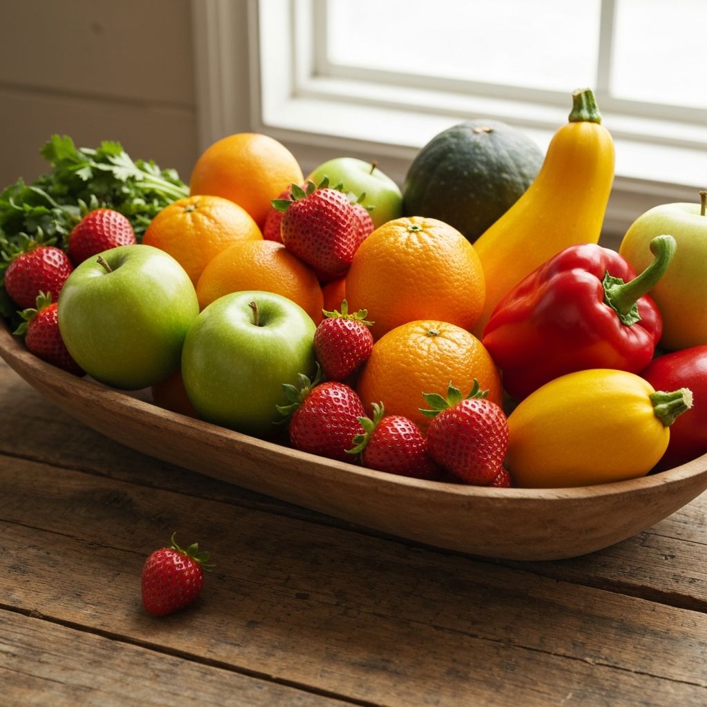 Alimentation saine avec fruits et légumes frais